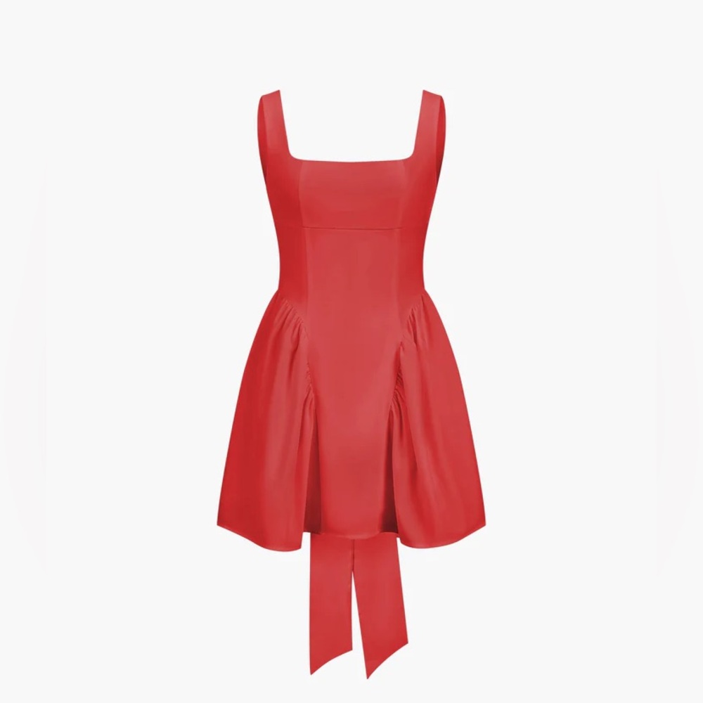 NWT Commense Coastal Cowgirl Open Back Zippered Short Dress in Red Medium
